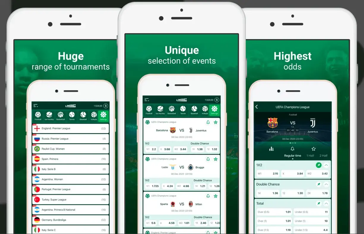 Linebet platform overview showing mobile app interface for sports betting and casino