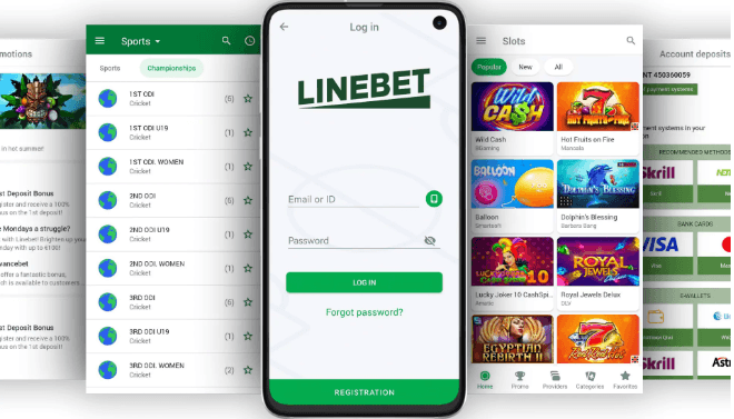 Linebet mobile app showing live sports betting and casino lobby on Android and iOS