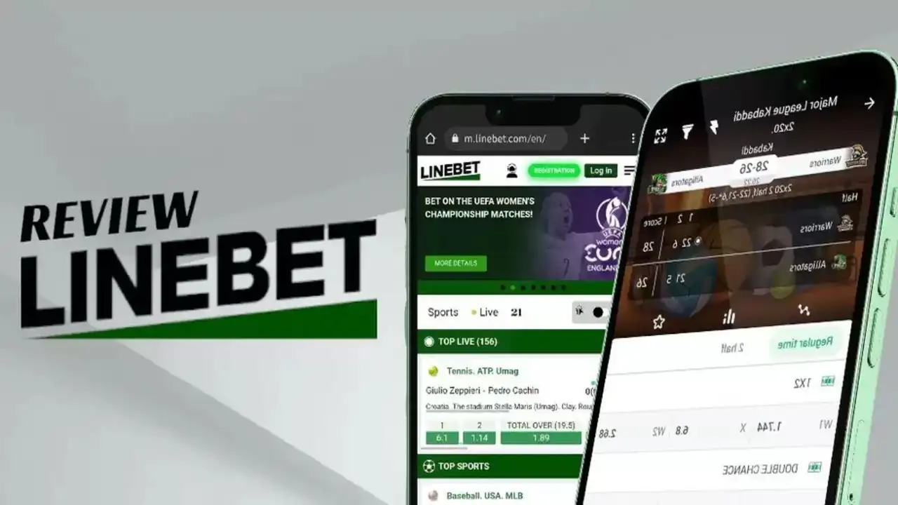 Linebet platform review showing sports betting interface, casino lobby, and mobile app